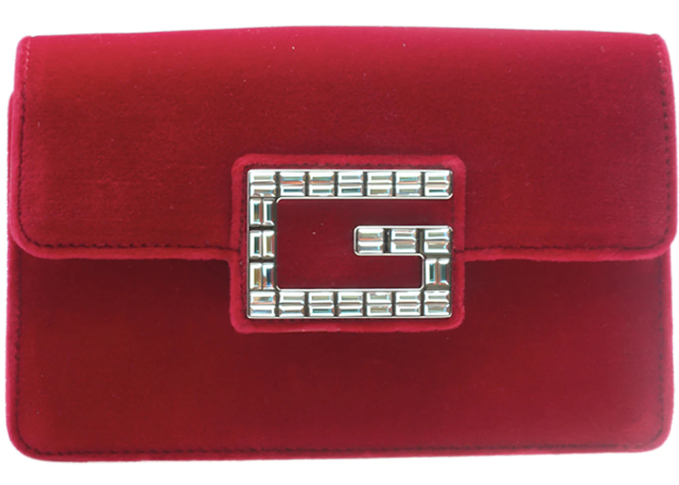 Gucci Broadway Shoulder Bag Velvet Jeweled G Red