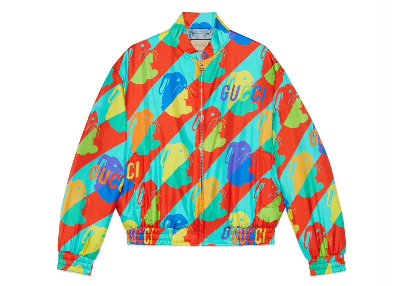 Gucci Bunny Print Twill Zip Jacket Multi