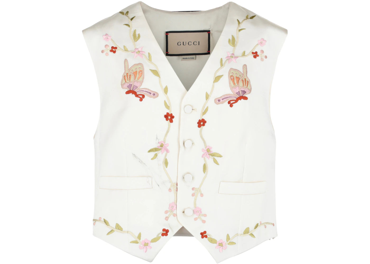 Gucci Butterfly Embroidered Vest White
