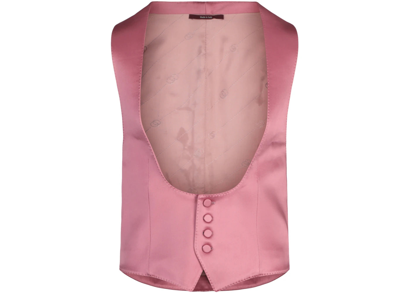 Gucci Button-Up Satin Vest Pink