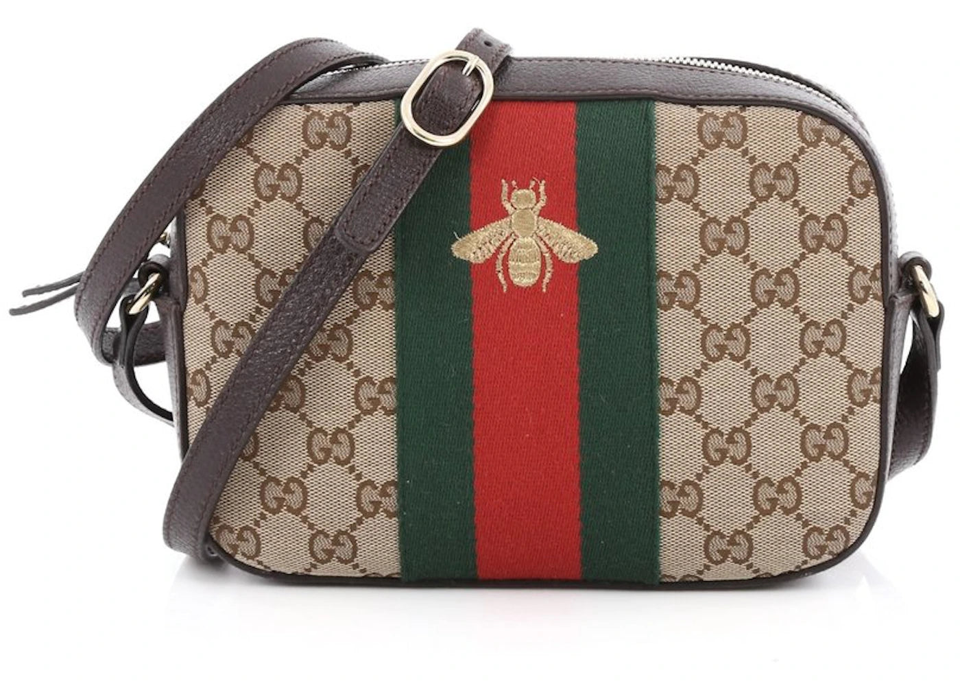 Gucci Camera Crossbody GG Bee Web Brown