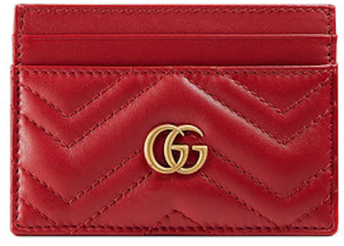 Gucci GG Marmont Card Case Matelasse Hibiscus Red