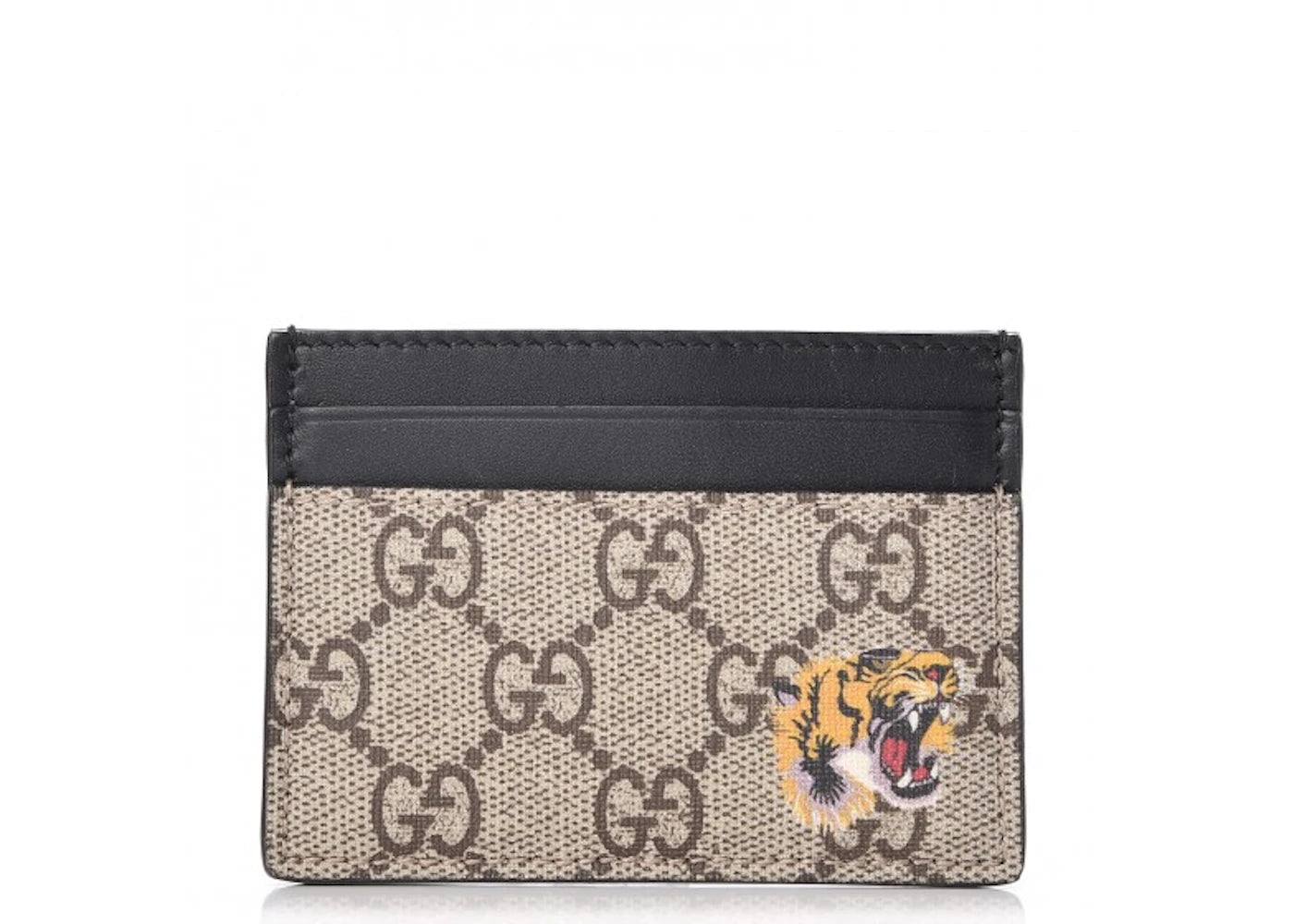 Gucci Card Case Monogram GG Tiger Print Black/Beige