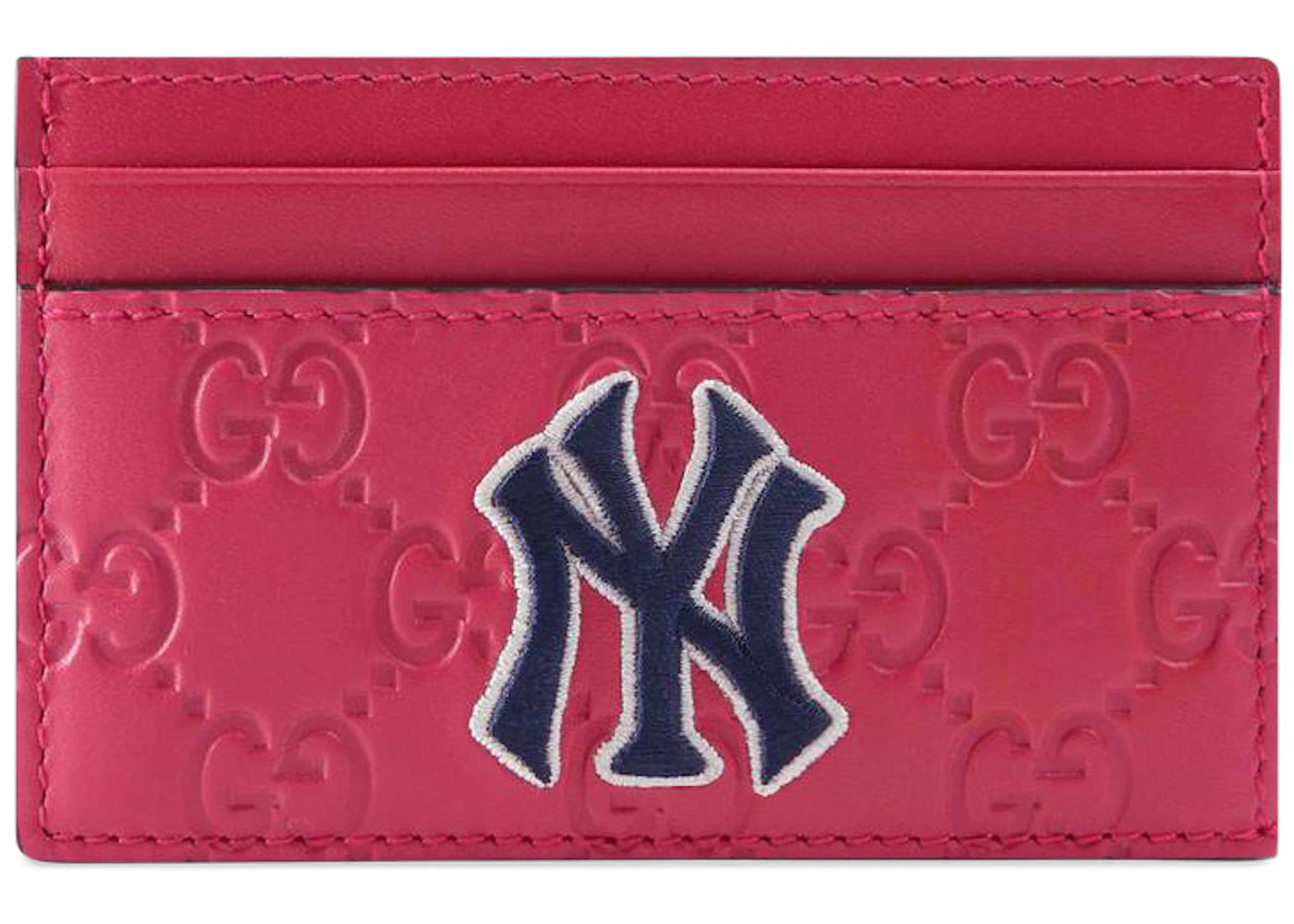 Gucci Card Case NY Yankees Patch Pink