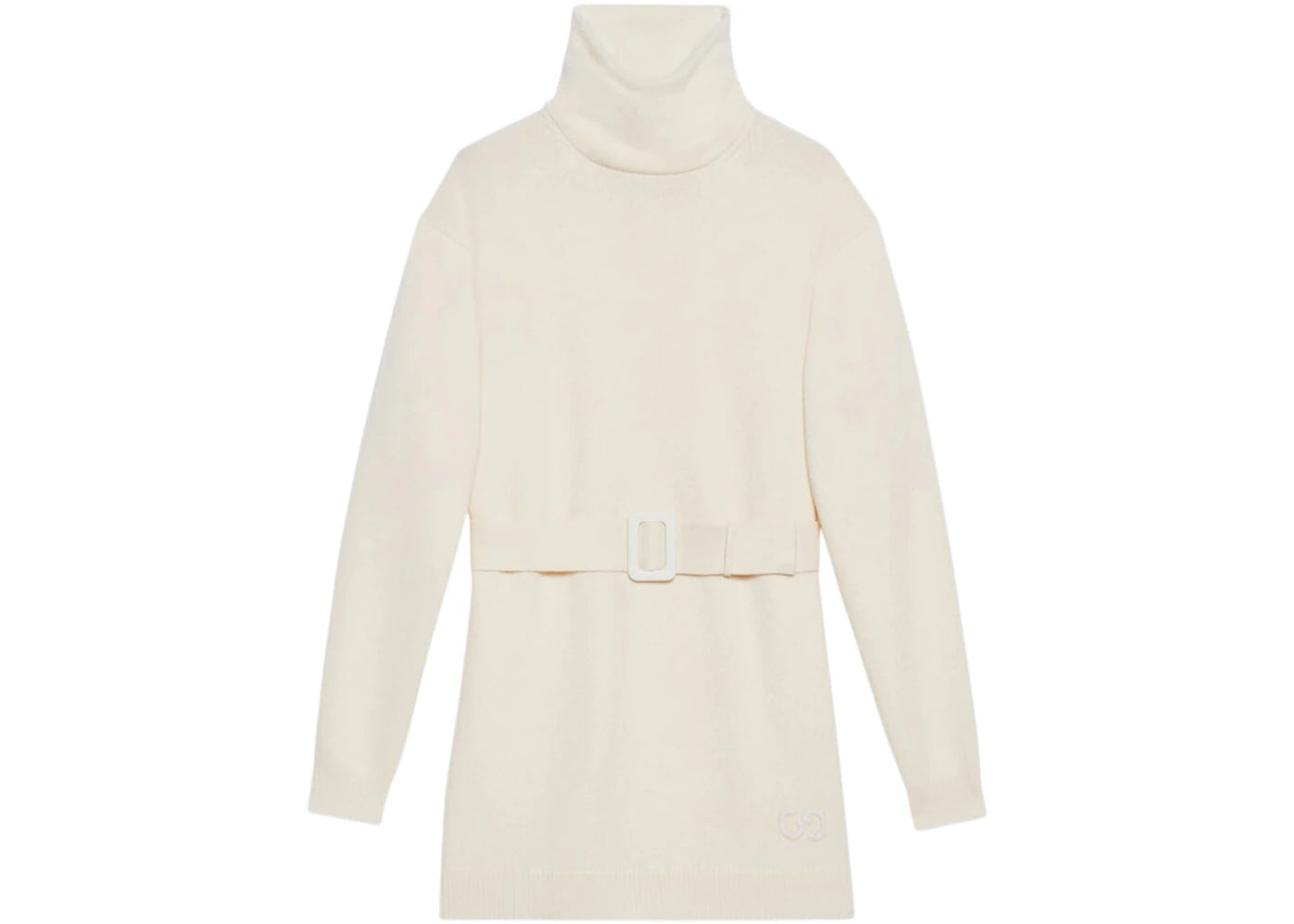 Gucci Cashmere Wool With GG Patch Turtleneck Top Ivory
