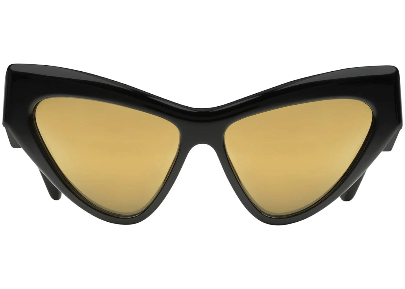 Gucci Cat-Eye Frame Sunglasses Shiny Black/Gold-tone/Solid Brown Lens (733344 J0740 1080)
