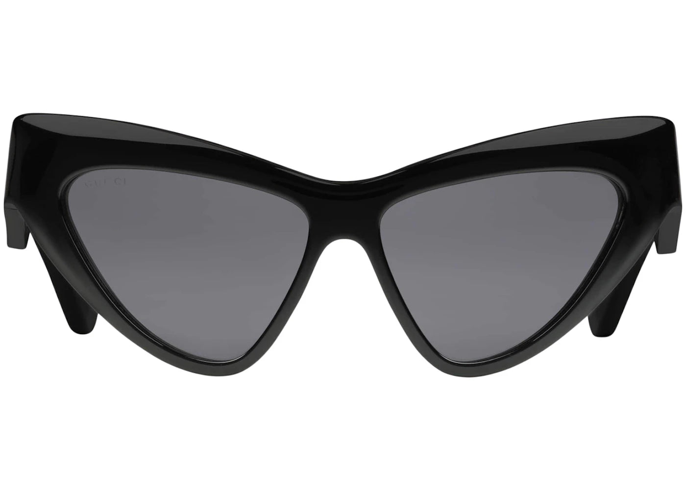 Gucci Cat-Eye Frame Sunglasses Shiny Black/Gold-tone/Solid Grey Lens (733344 J0740 1012)