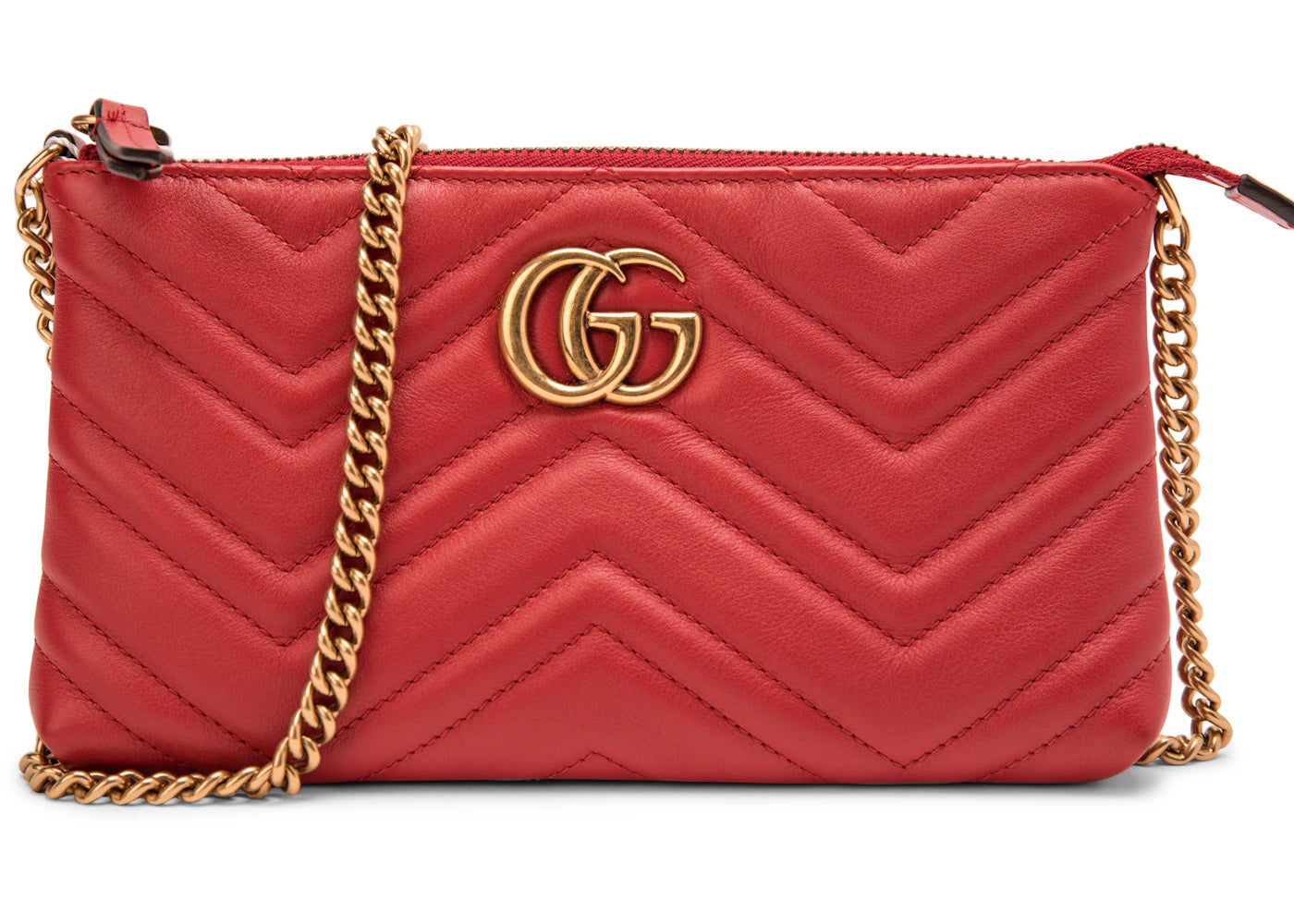 Gucci GG Marmont Chain Bag Matelasse Mini Red