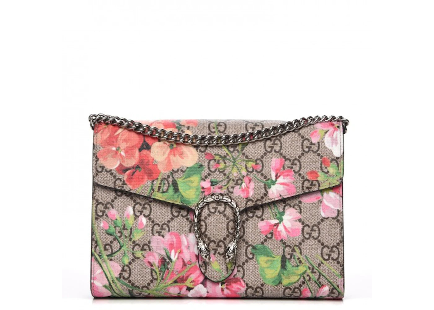 Gucci Dionysus Chain Wallet GG Supreme Blooms Mini Antique Rose