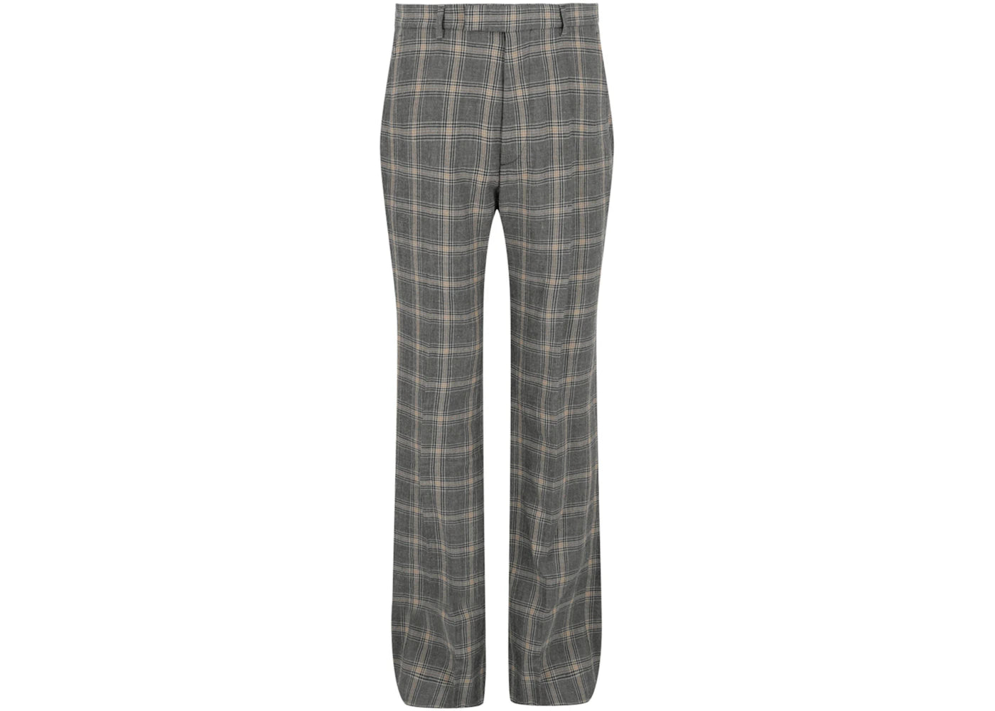 Gucci Checkered Straight-Leg Trousers Grey Beige