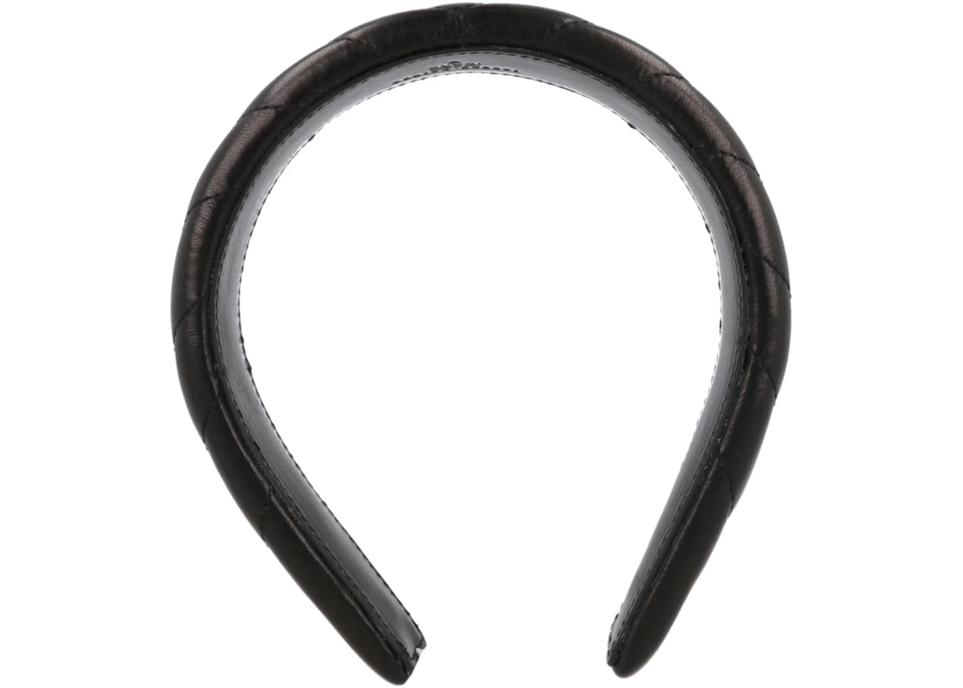 Gucci Chevron-Quilted Leather Headband Black