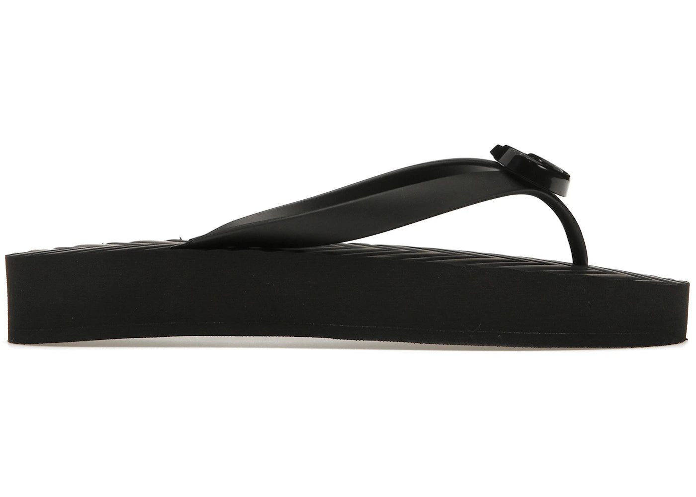 Gucci Chevron Thong Sandal Black Rubber