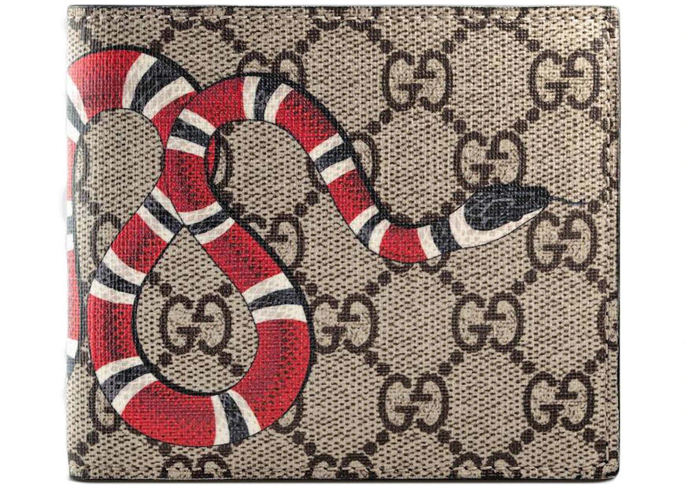 Gucci Coin Wallet GG Supreme Kingsnake Print Beige/Ebony