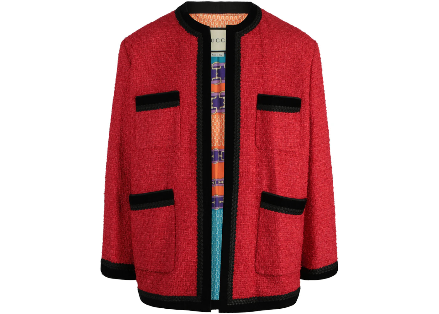 Gucci Colorblock Tweed Jacket Red
