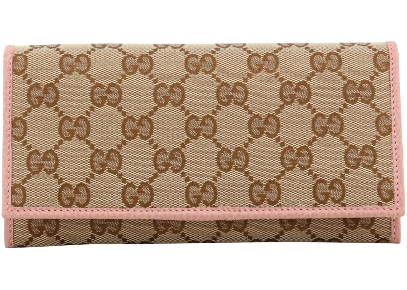 Gucci Continental Long Flap Wallet GG Supreme Pink Lining