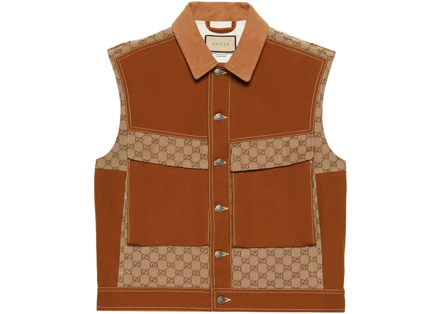 Gucci Cotton Canvas GG Supreme Gilet Brown