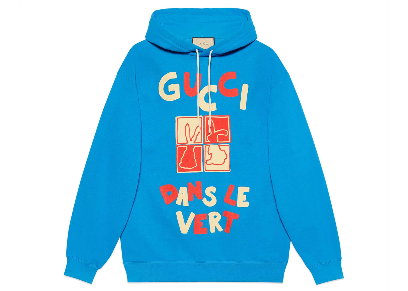 Gucci Cotton Jersey Hooded Sweatshirt Blue