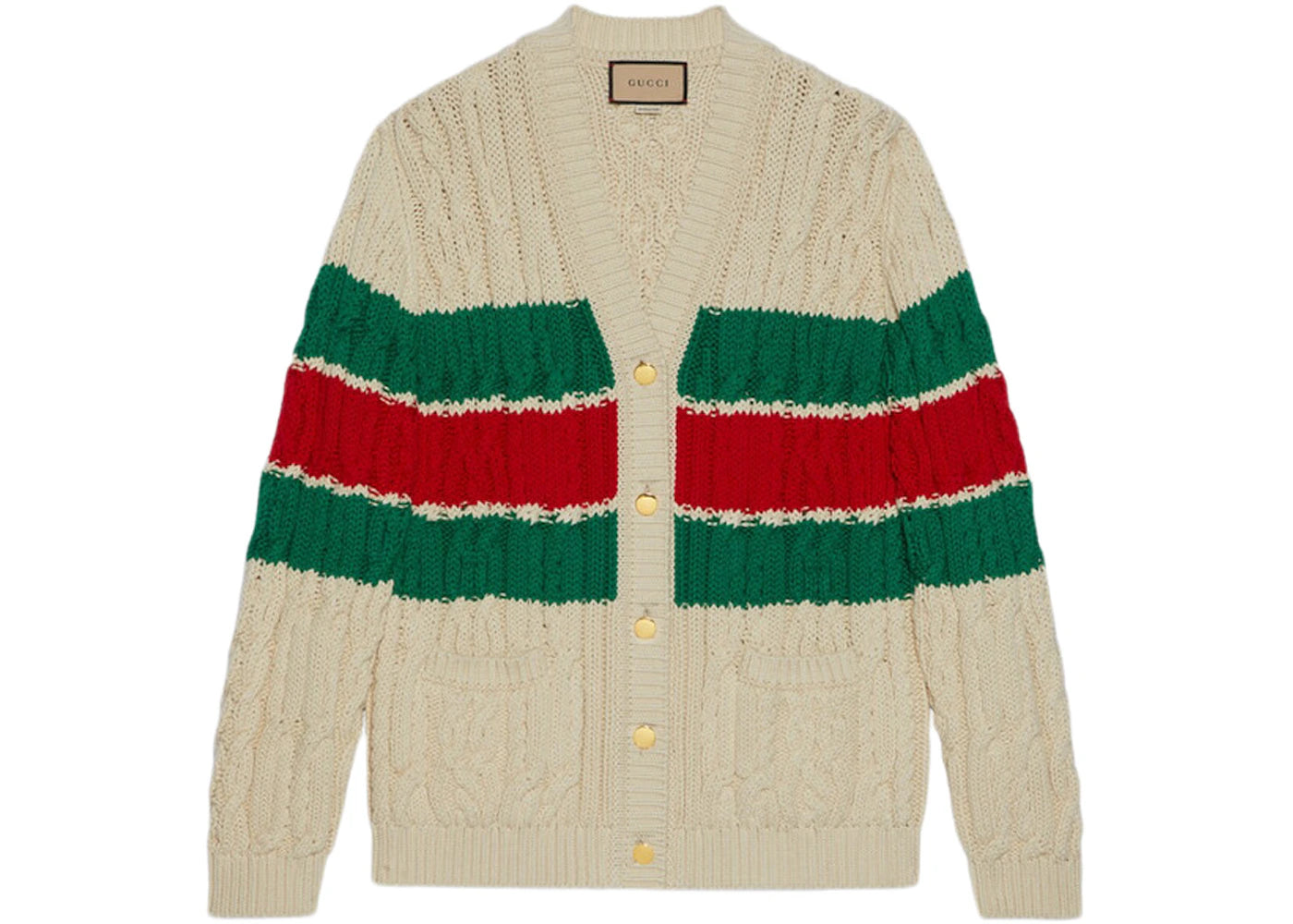 Gucci Cotton Web Cardigan Beige