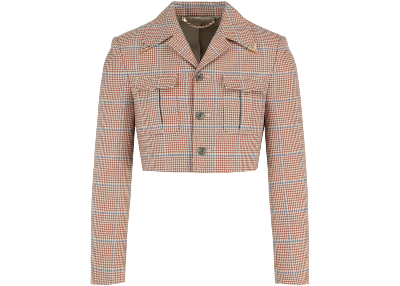 Gucci Cropped Houndstooth Jacket Medium Brown