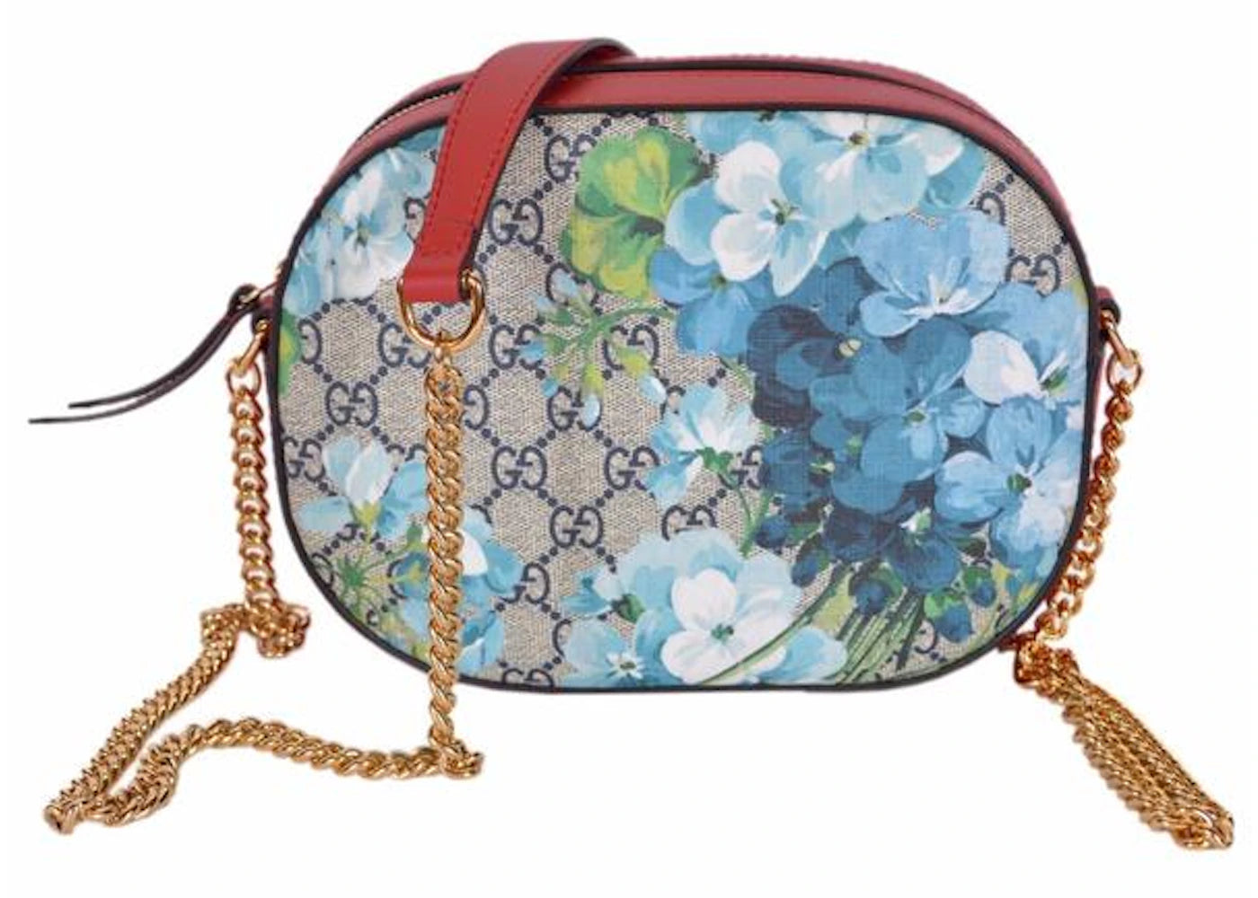 Gucci Chain Crossbody GG Supreme Blooms Chain Strap Small Blue/Red