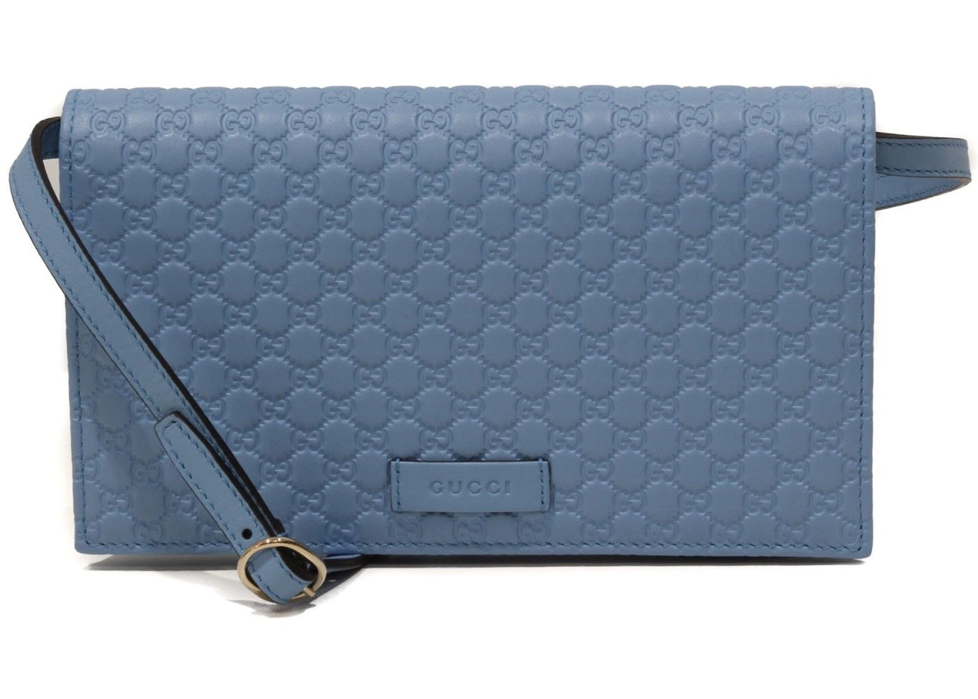 Gucci Crossbody Wallet MicroGuccissima Light Blue