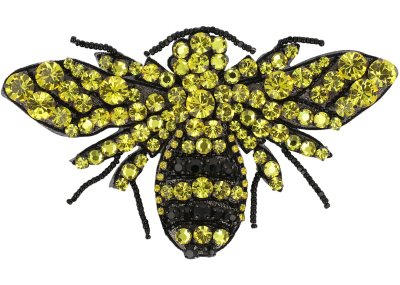 Gucci Crystal-Embellished Bee Brooch Black/Yellow