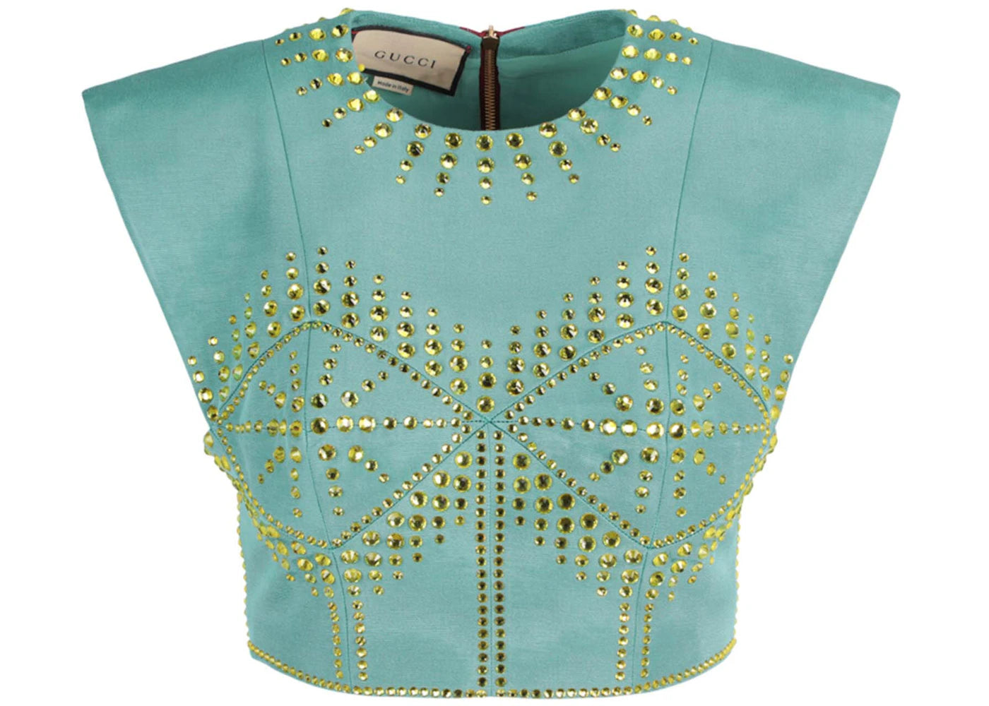 Gucci Crystal-Embellished Crop Top Light/Blue