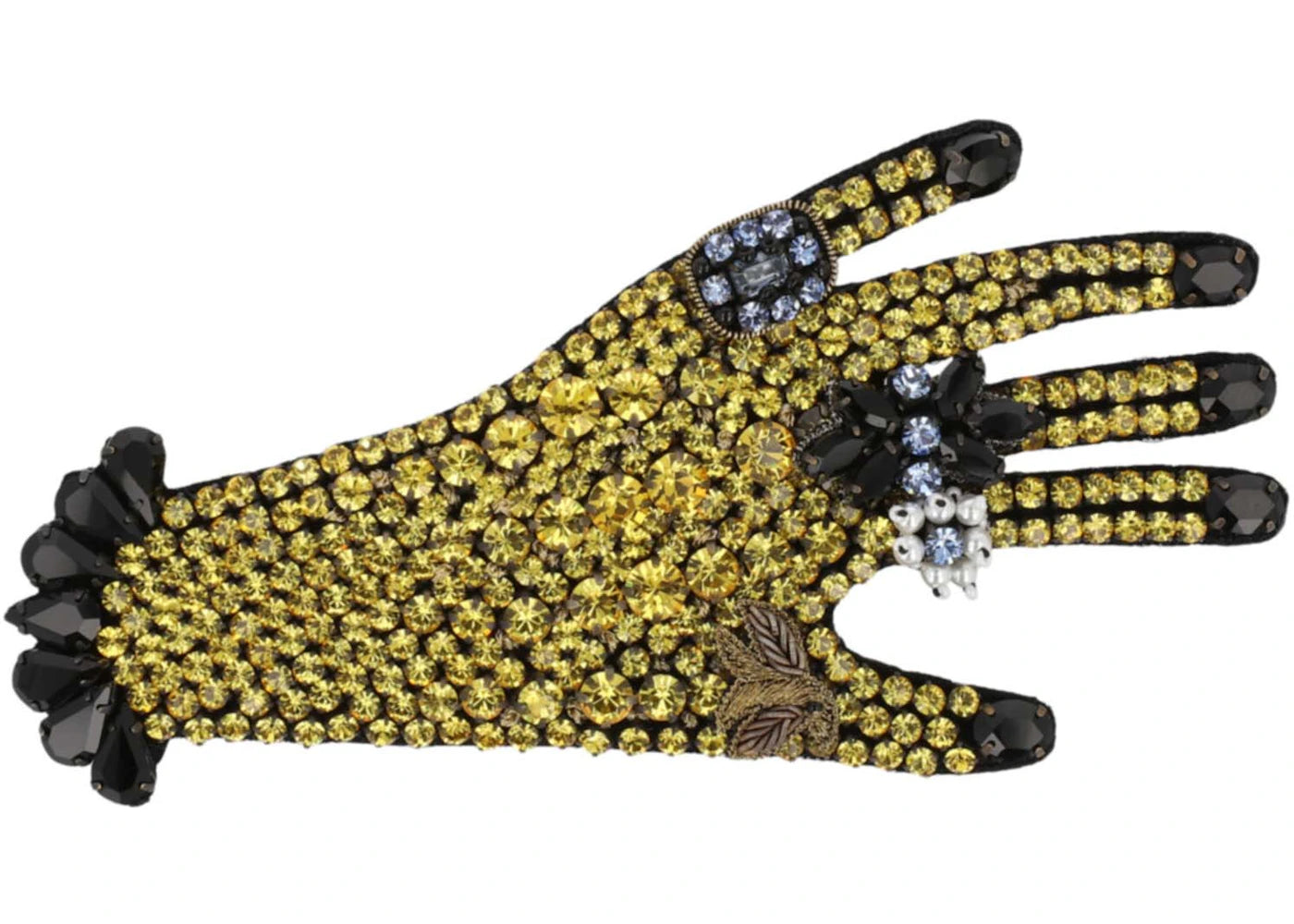 Gucci Crystal-Embellished Hand Brooch Gold