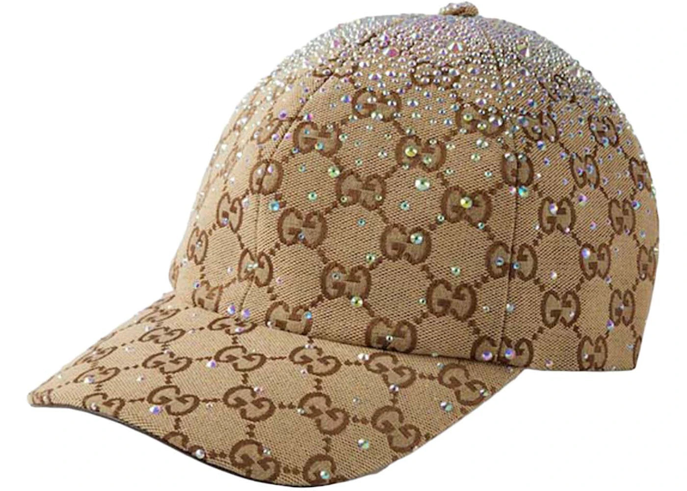 Gucci Crystals GG Canvas Baseball Hat Camel/Dark Brown