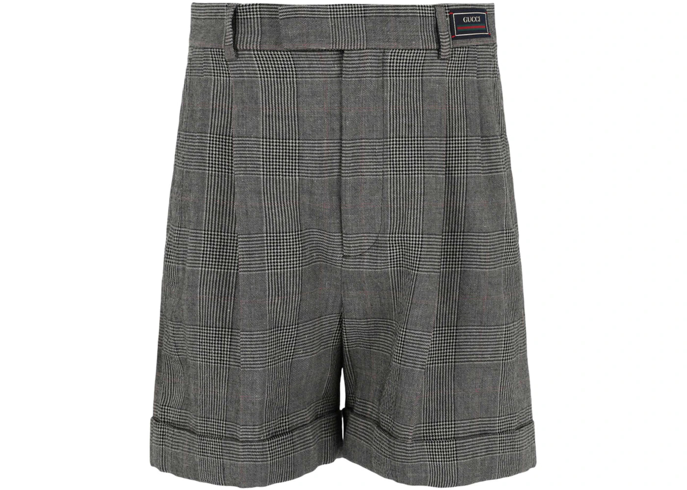 Gucci Cuffed Houndstooth Plaid Shorts Grey/Beige