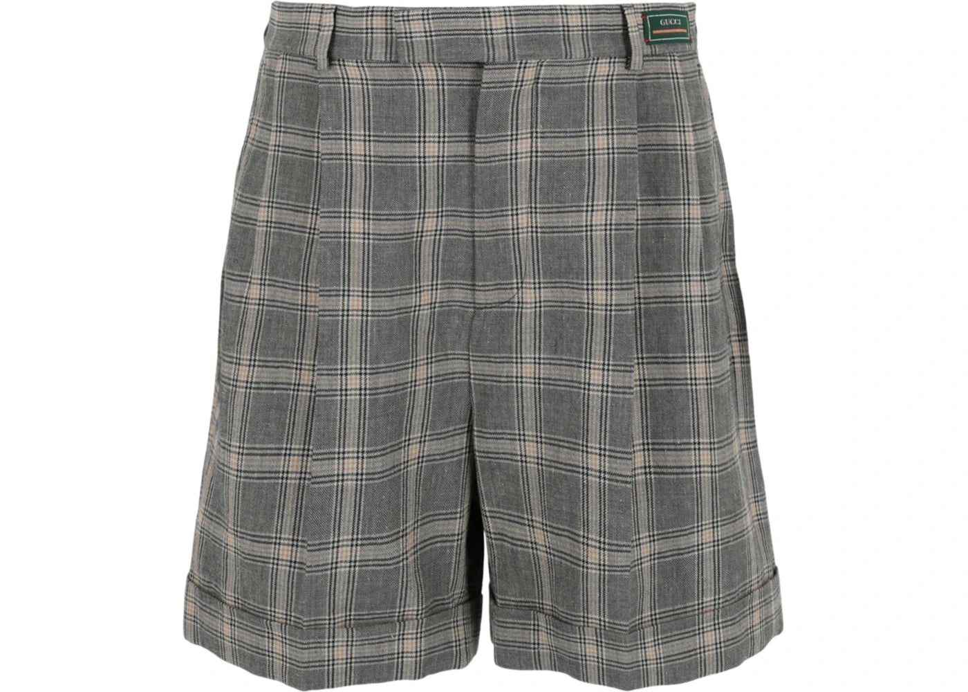 Gucci Cuffed Plaid Shorts Grey/Beige