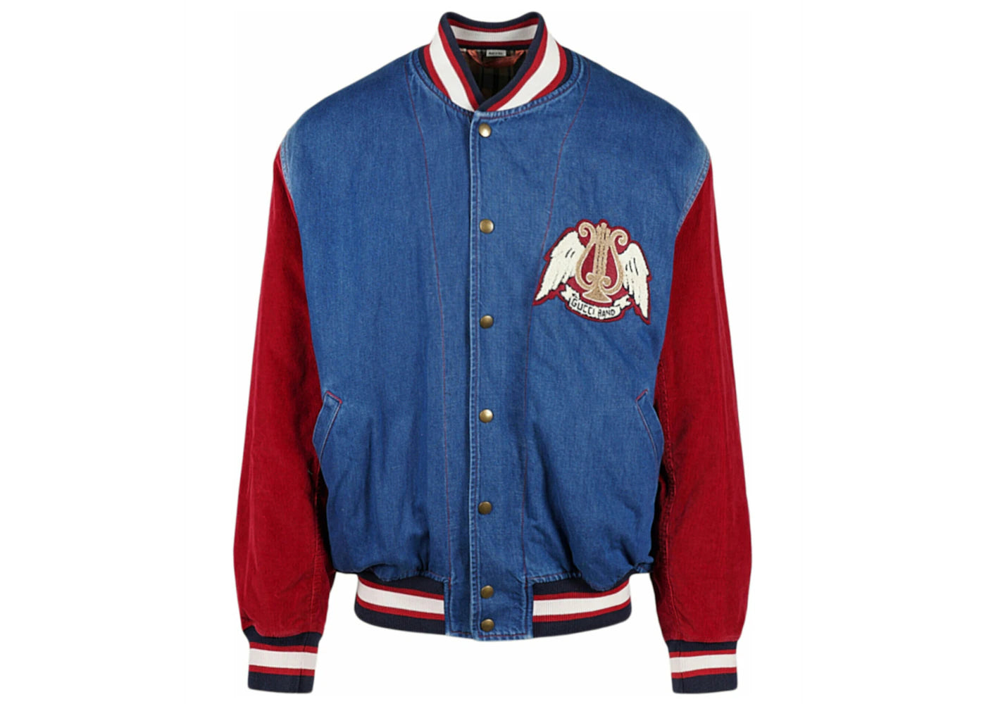 Gucci Denim Bomber Jacket Red/Blue