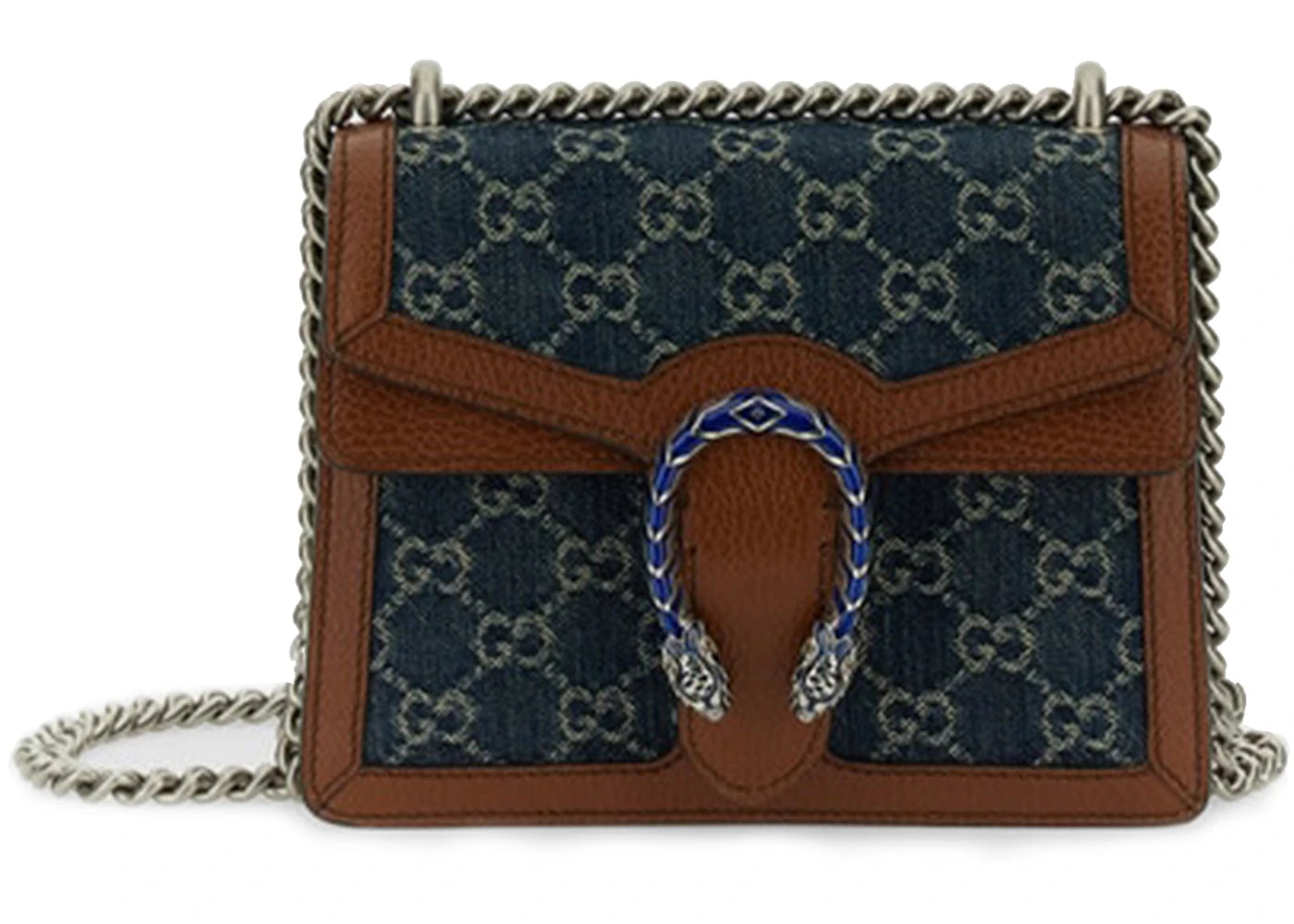 Gucci Dionysus Chain Bag Mini GG Jacquard Dark Blue/Ivory/Brown