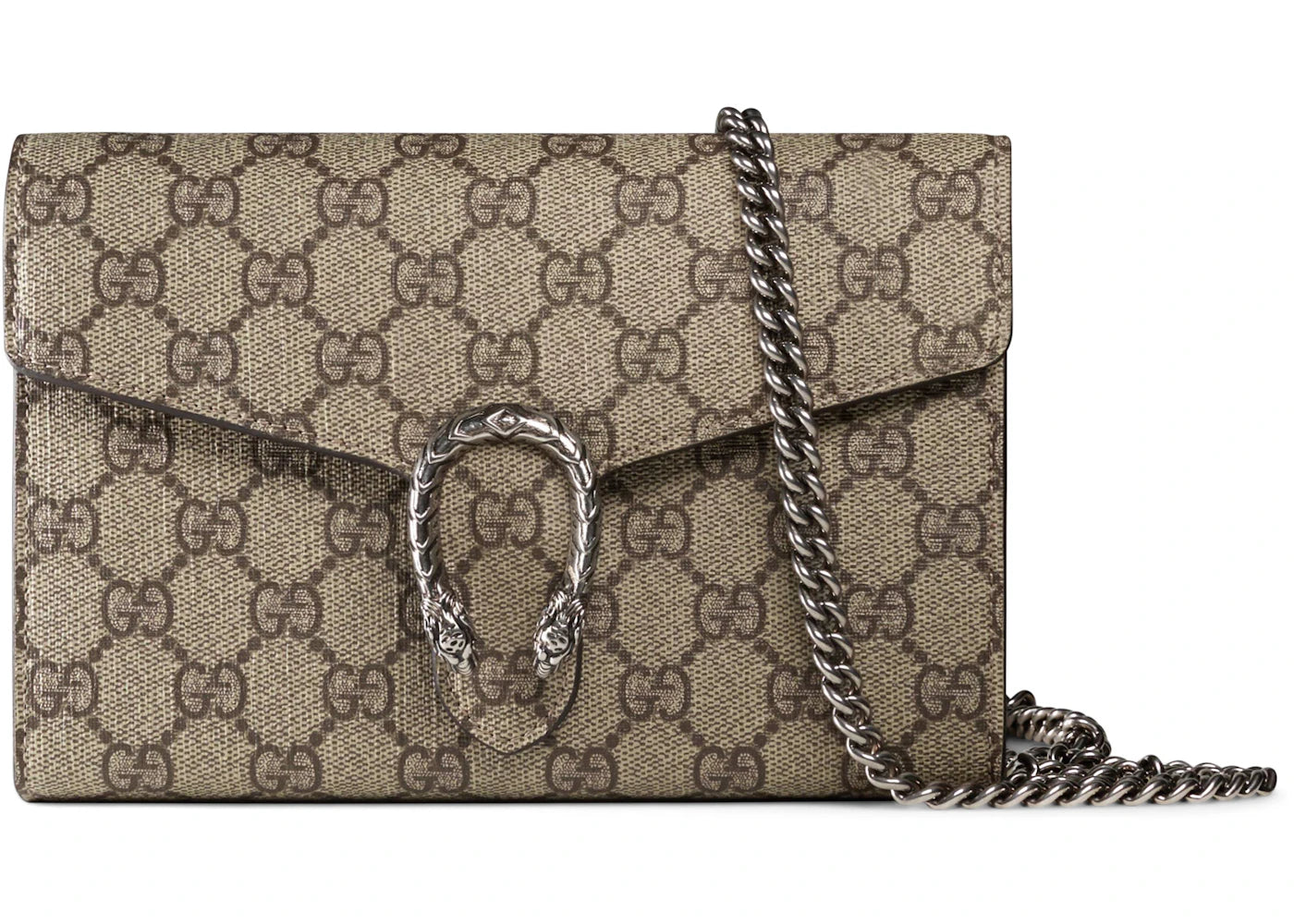 Gucci Dionysus Chain Wallet GG Supreme Beige/Ebony
