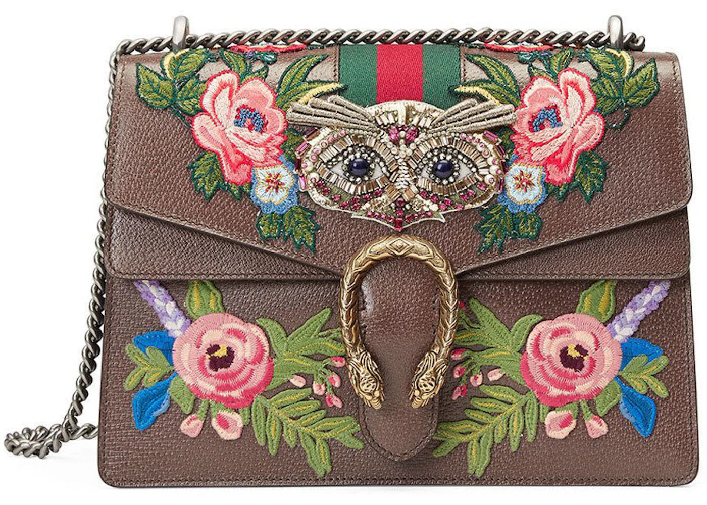 Gucci Dionysus Owl-Embroidered Medium Brown Multicolor