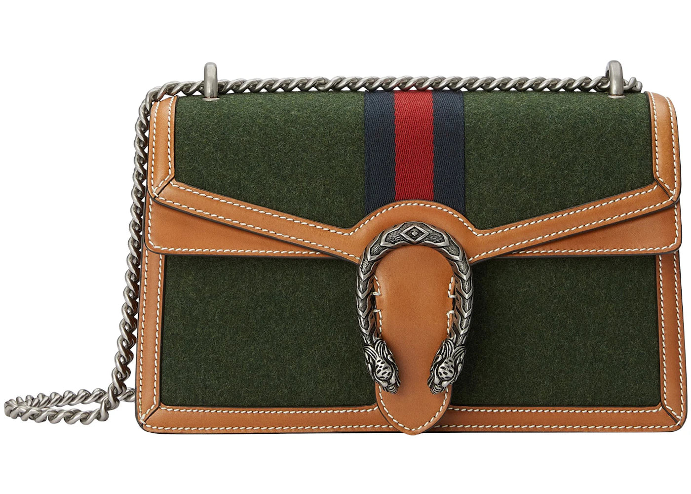 Gucci Dionysus Shoulder Bag Small Blue/Red Web Dark Green/Brown