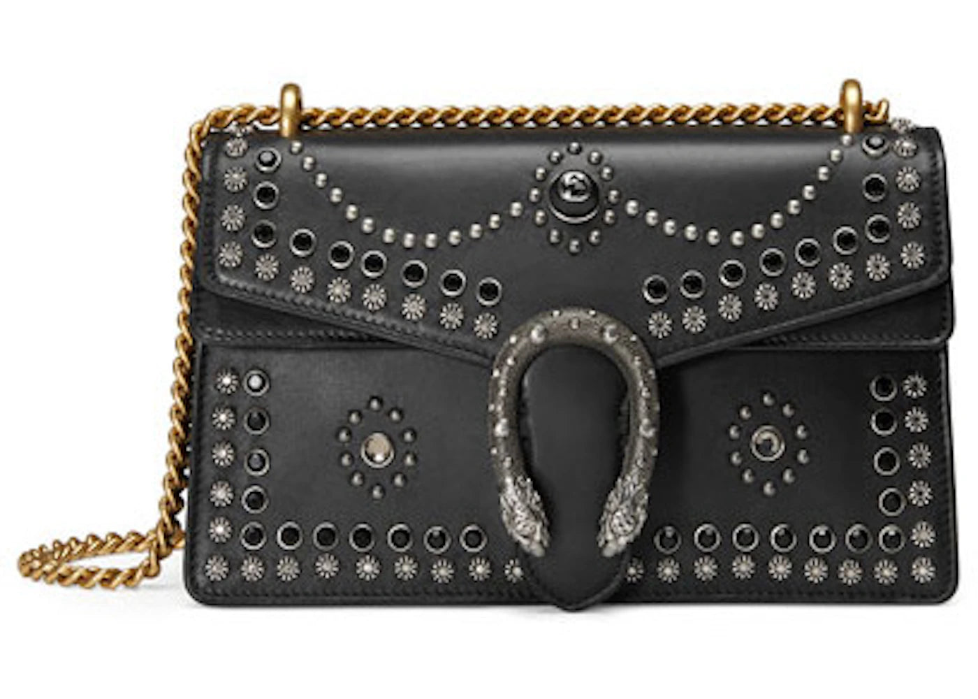 Gucci Dionysus Shoulder Bag Studded Leather Small Black