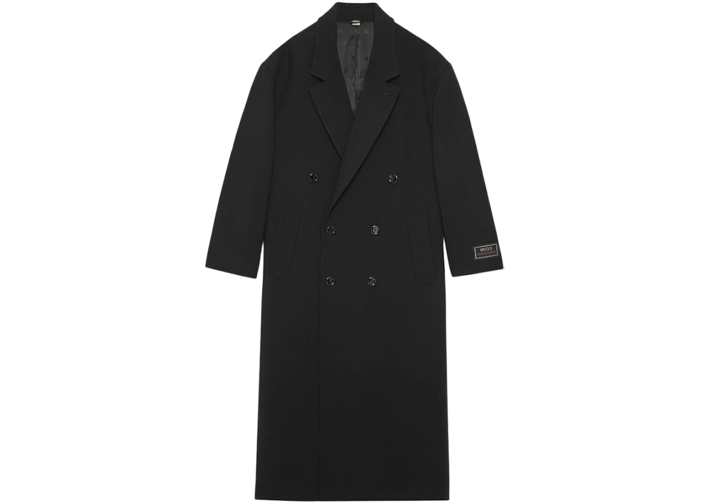 Gucci Double Breasted Wool Coat Black