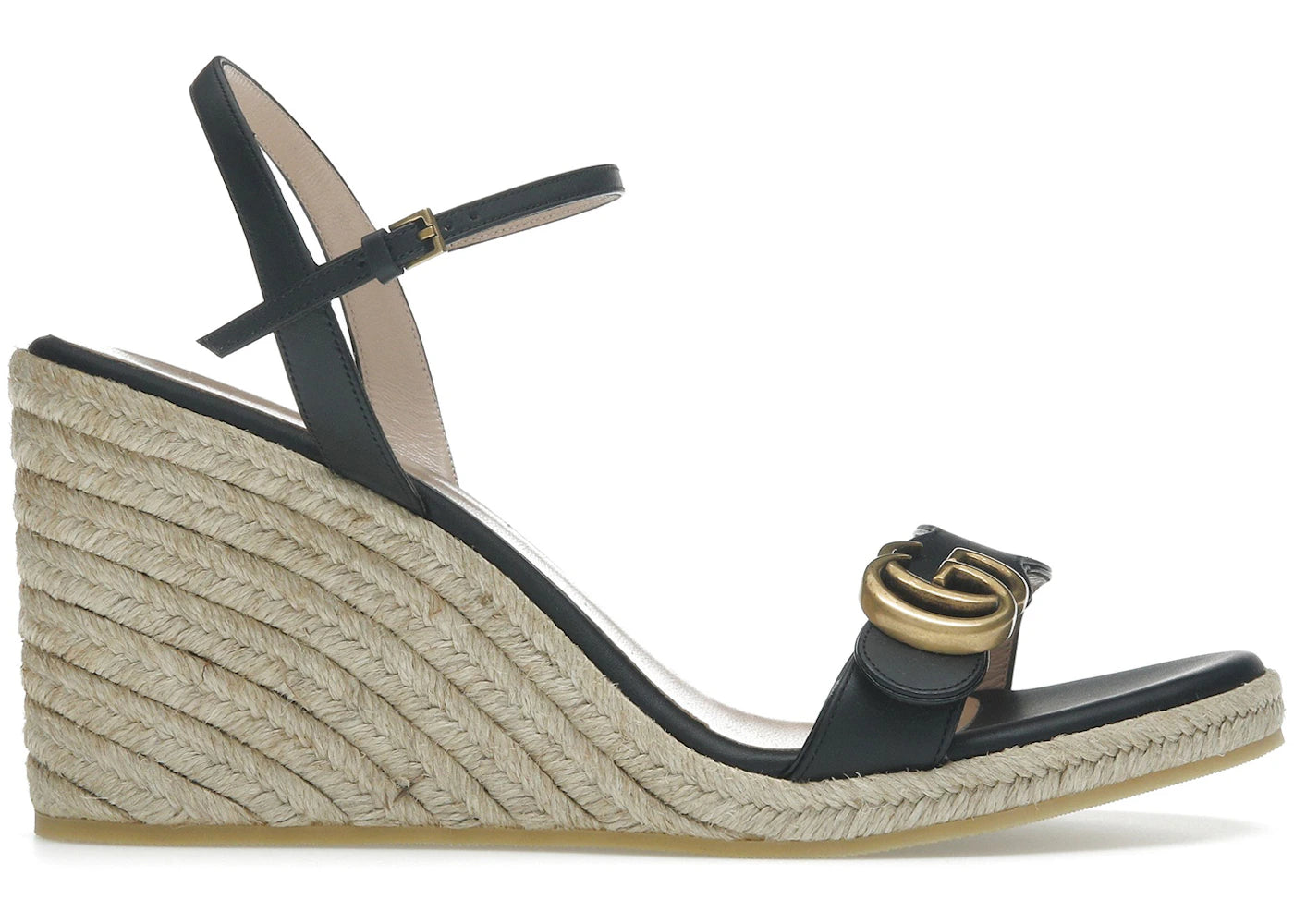 Gucci Double G 95mm Platform Espadrille Black Leather