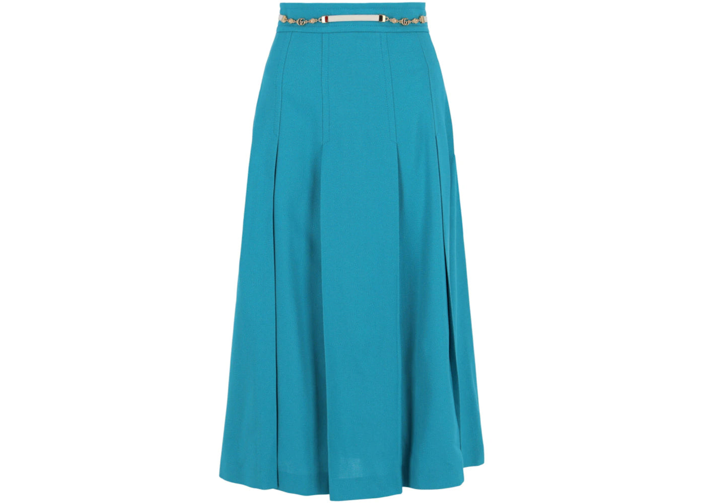 Gucci Double G Chain Pleated Skirt Blue