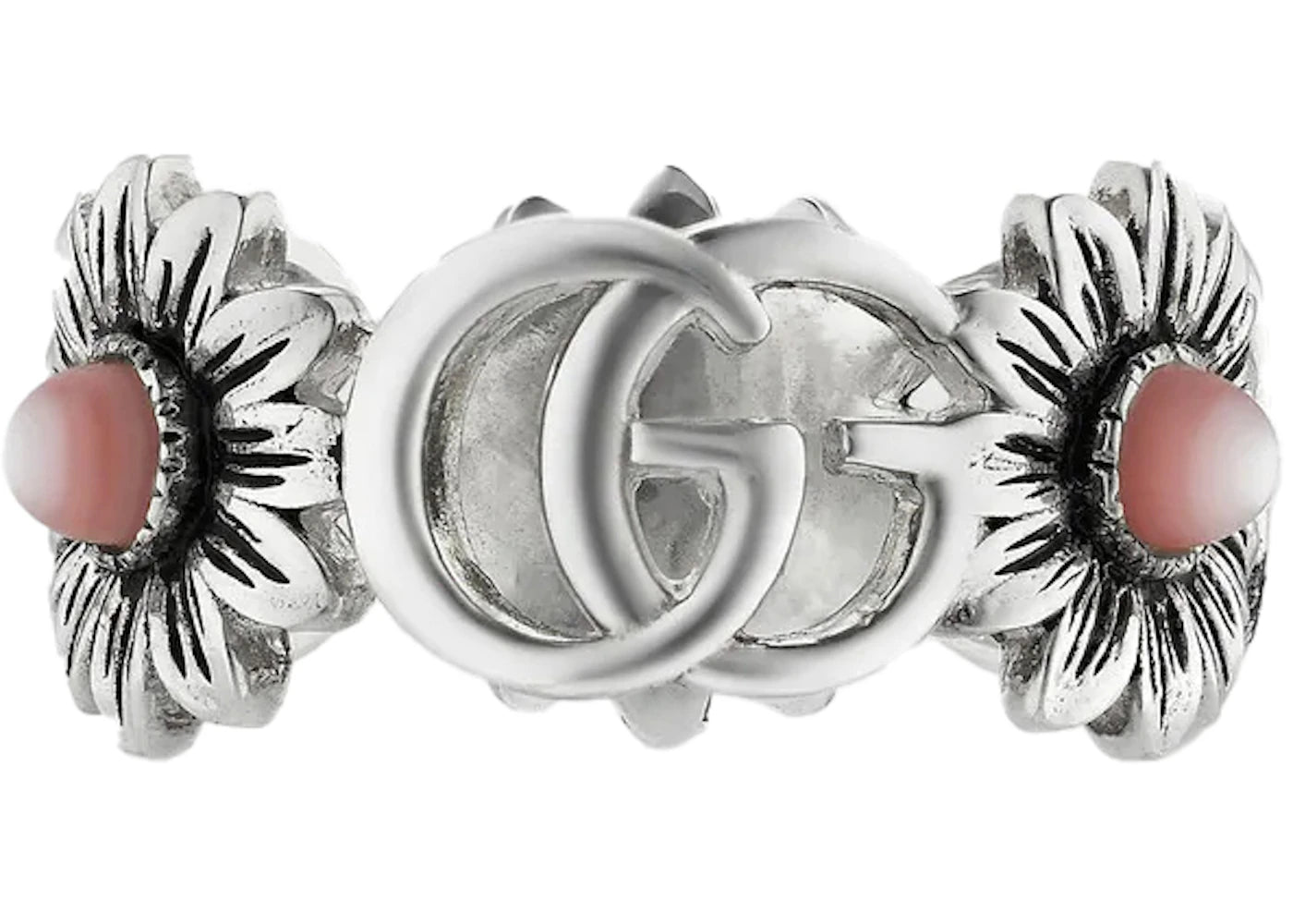 Gucci Double G Flower Ring Pink Pearl Silver
