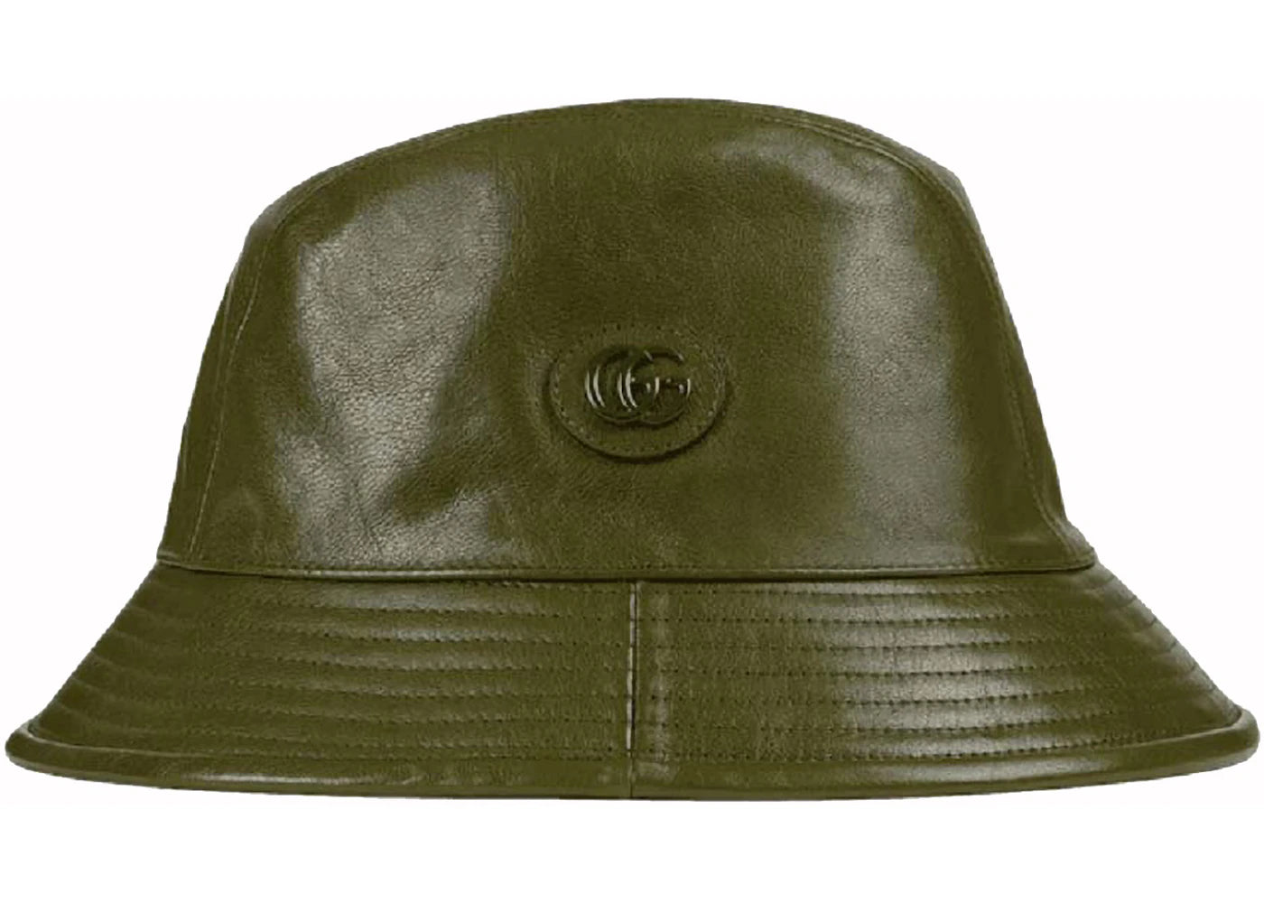 Gucci Double G Leather Bucket Hat Dark Green