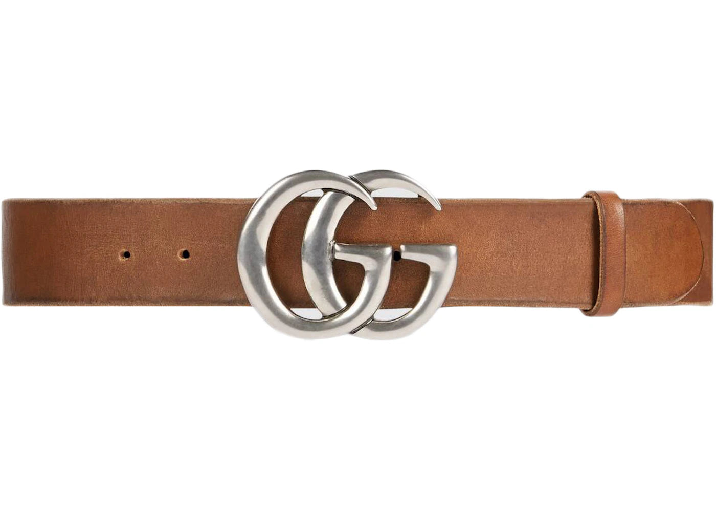Gucci Double G Palladium Buckle Leather Belt 1.5"W Cuir