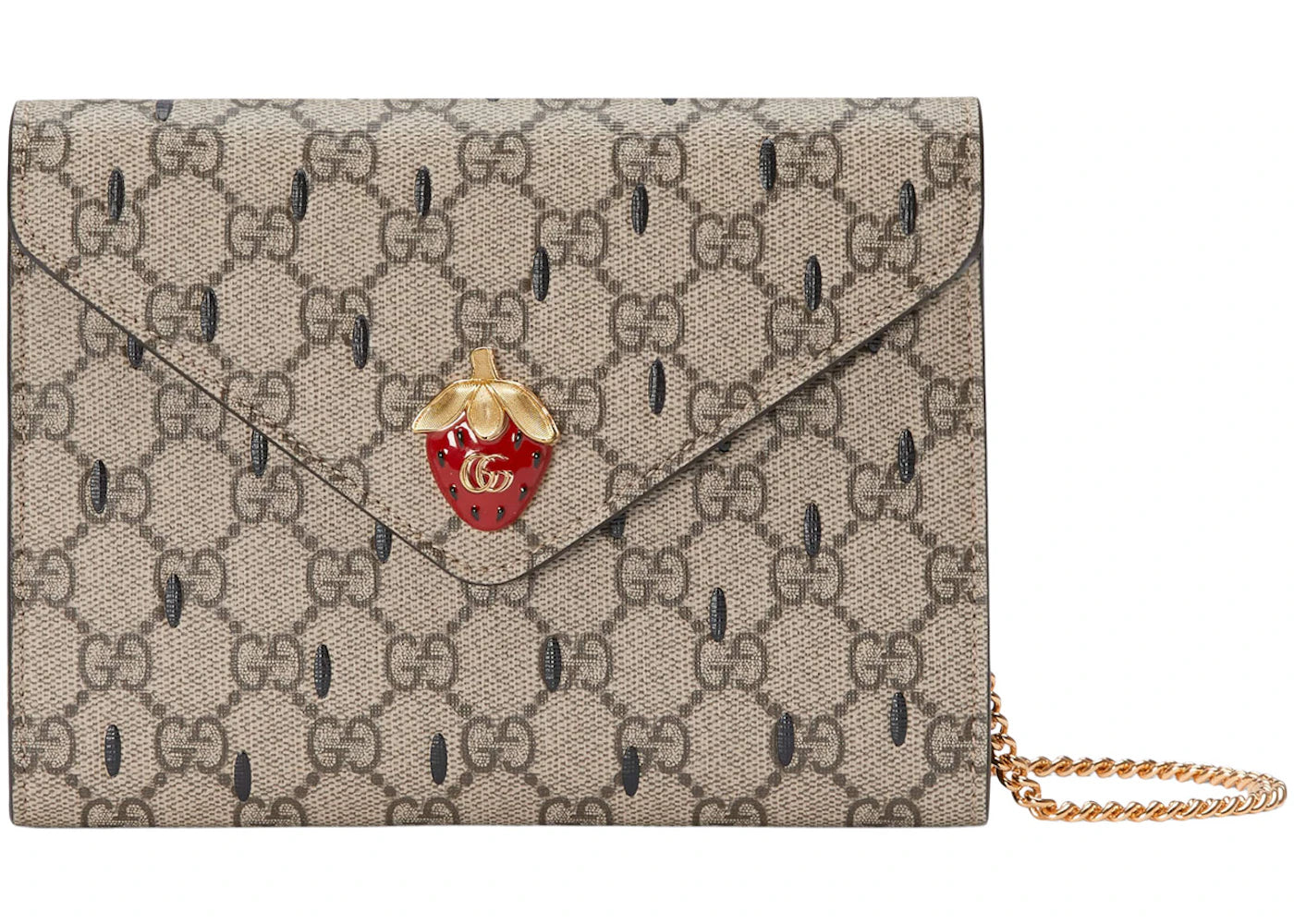 Gucci Double G Strawberry Bag Mini GG Supreme Beige/Ebony