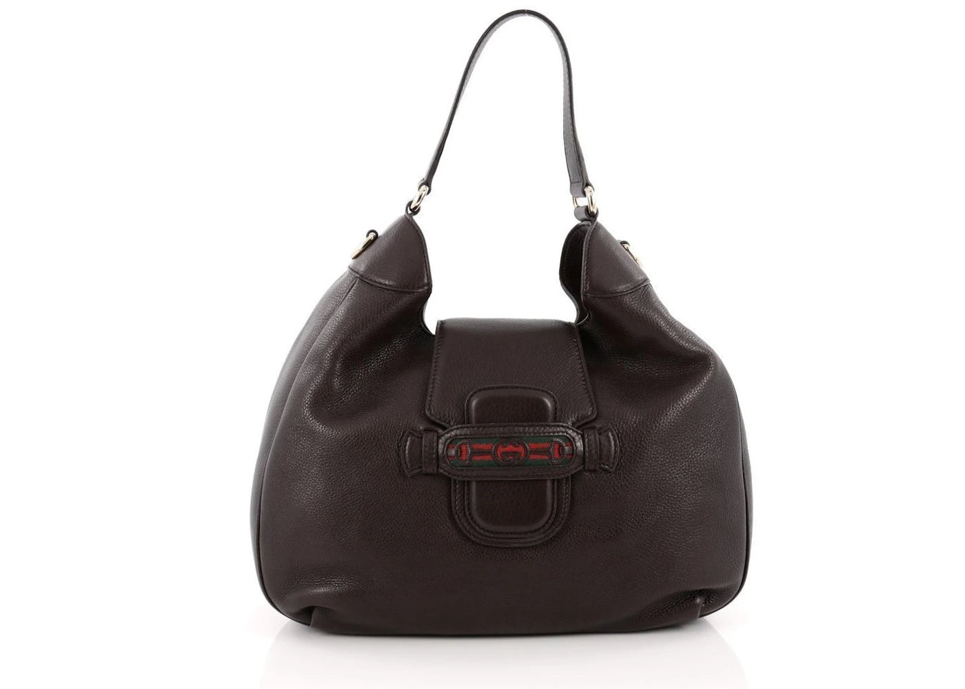 Gucci Dressage Hobo Leather Vintage Web Brown