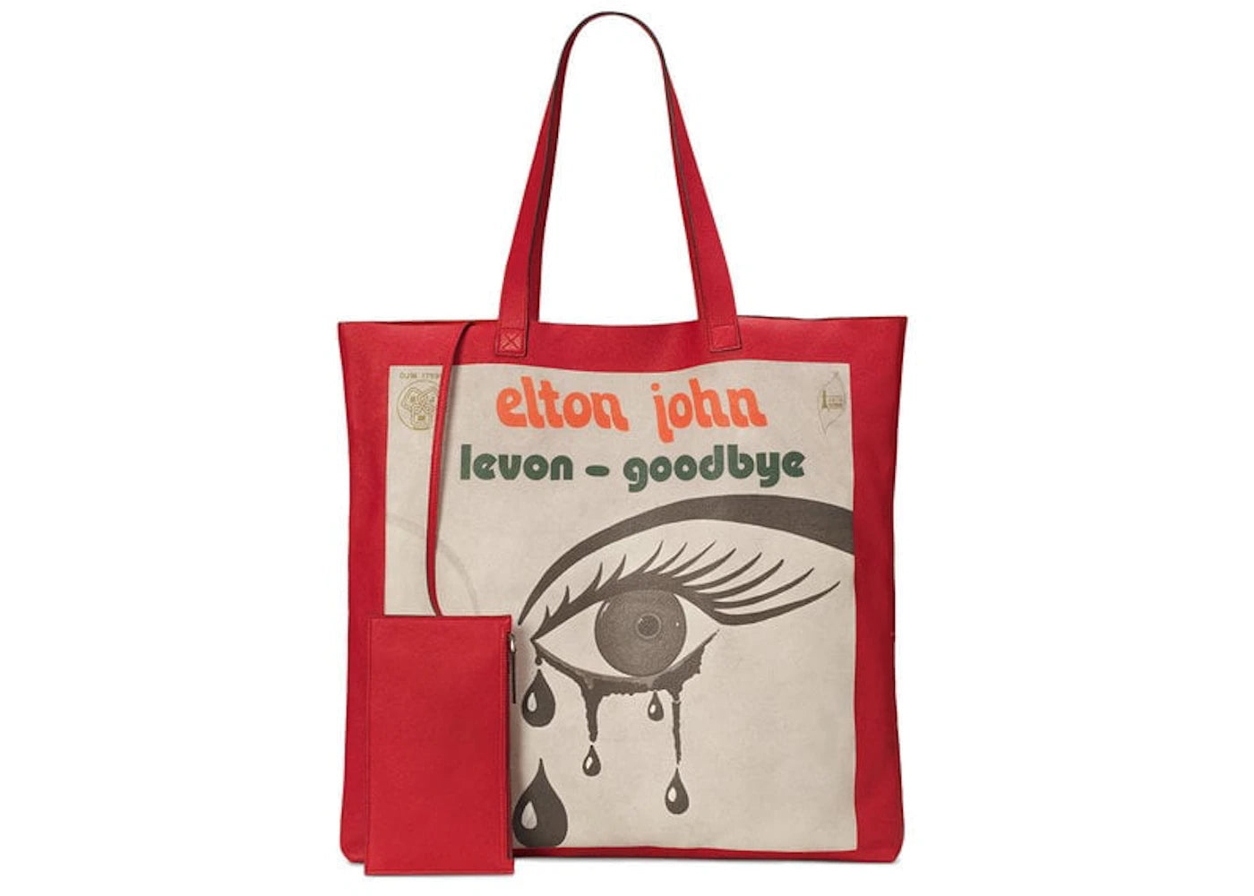 Gucci Elton John Tote "Levon Goodbye" Vinyl EP Cover (With Pouch) Maxi Hibiscus Red