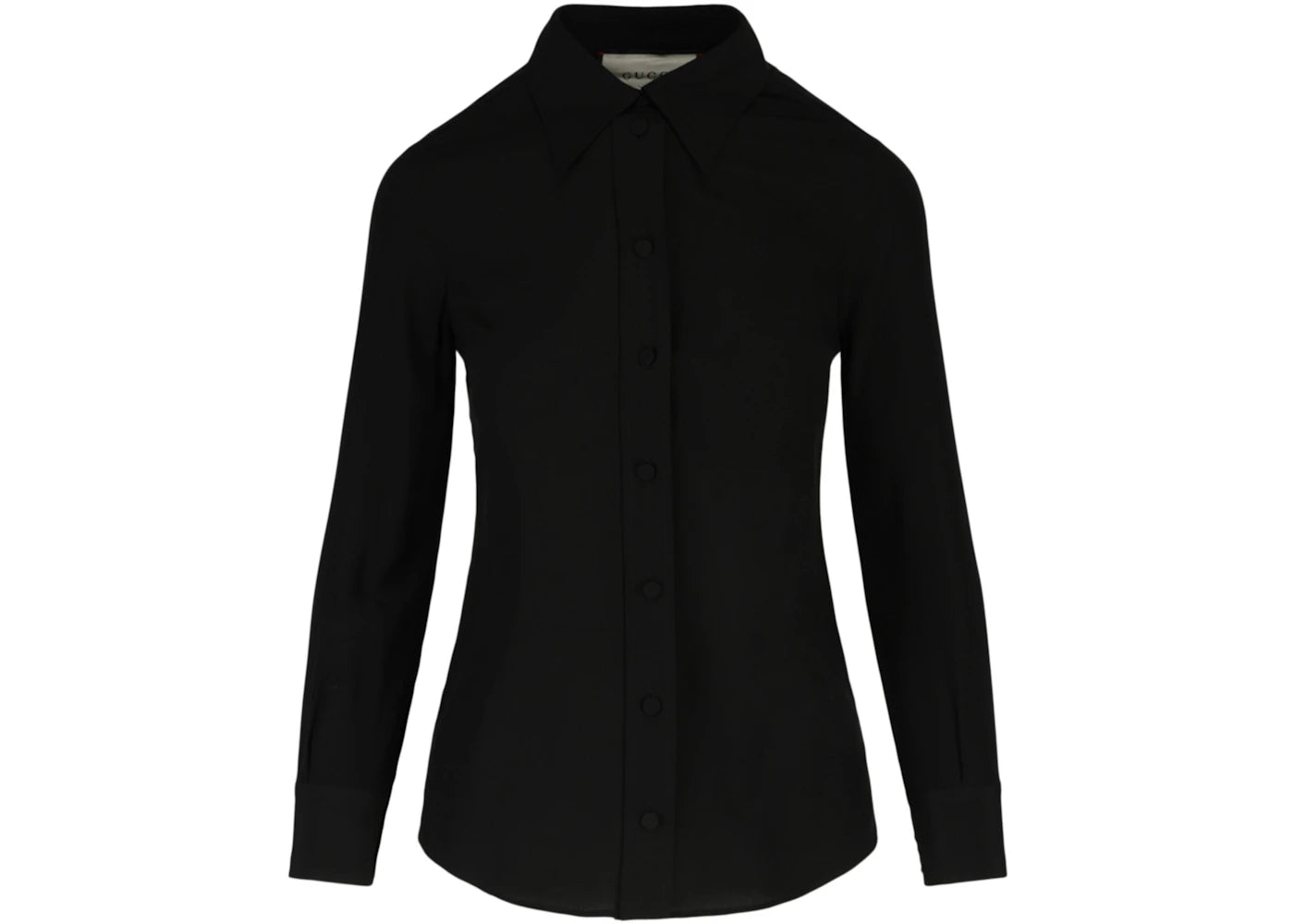 Gucci Embroidered Logo Long Sleeve Blouse Black