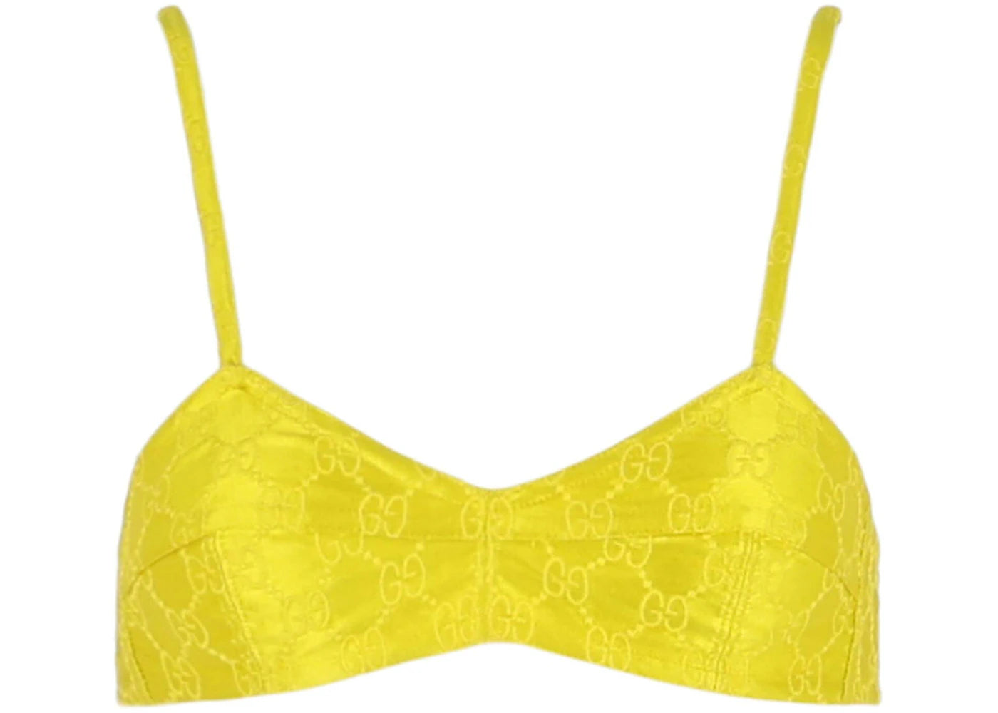 Gucci Embroidered Silk Bra Yellow