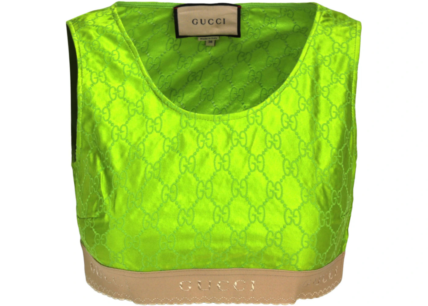 Gucci Embroidered Silk Crop Top Green