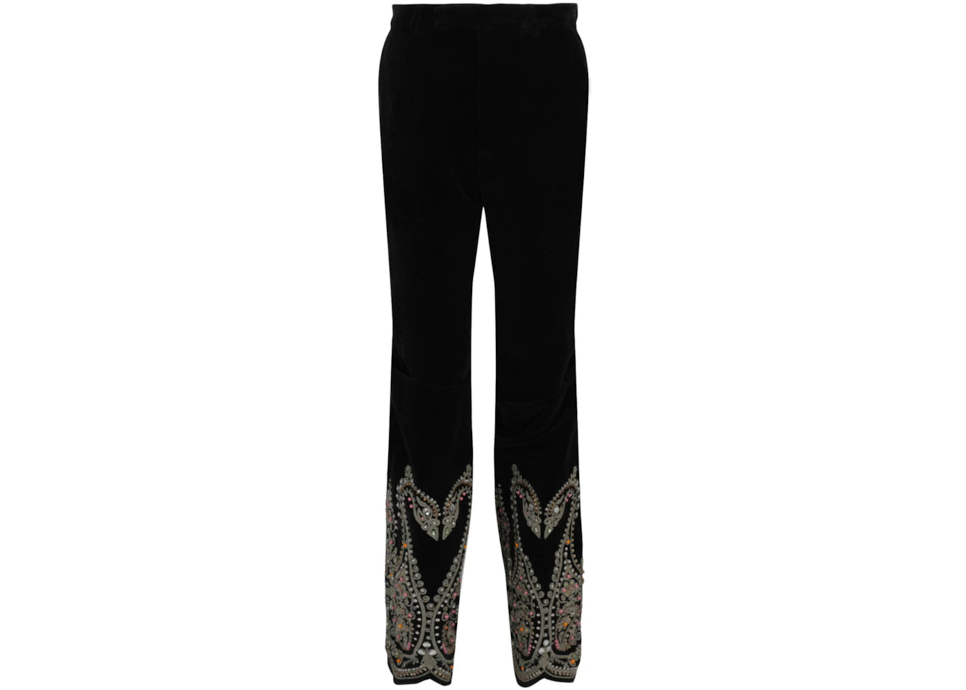 Gucci Embroidered Velvet Pants Black
